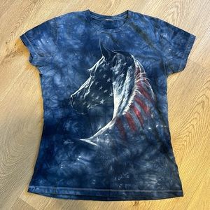 The Mountain Patriotic Horse Tie Dye Short Sleeve T-Shirt Women’s S Small